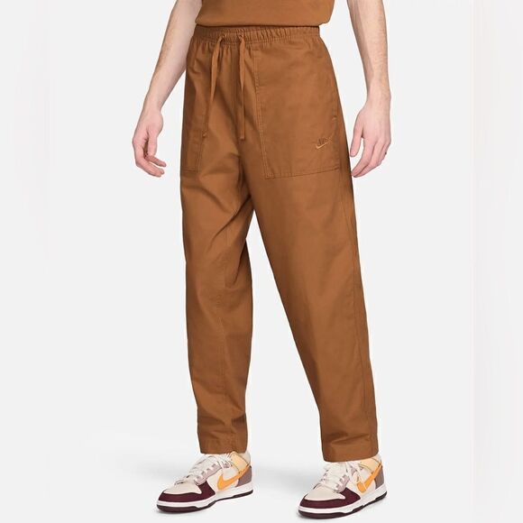 Nike Club Woven Tapered Leg Pants Brown Loose Fit - Picture 1 of 13